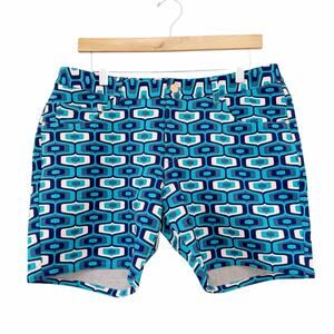 ST33LE Limited Edition Blue Printed Flat Front Chino Shorts Sz 34